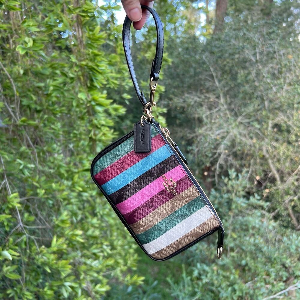 COACH Nolita 15 Rainbow Stripe Print C6021 AUTHENTIC